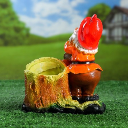 Figure Kashpo "Gnome at the hemp No. 2, 21x18x17 cm-2