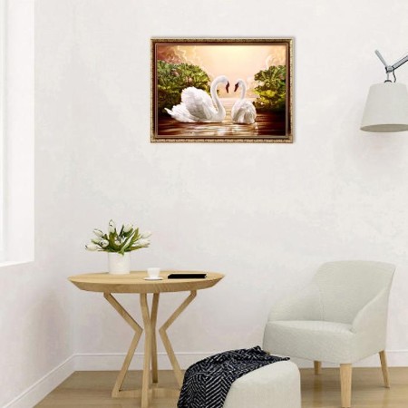 The painting "Fairytale Swans" 56*76 cm mix-8