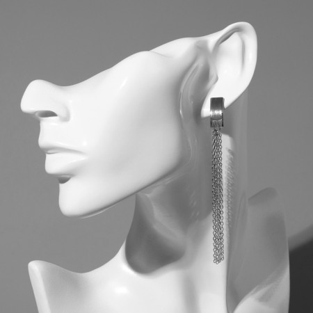 Hanging earrings "style" chains, color silver-2