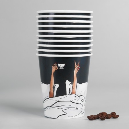 A one -time paper glass for coffee "Wake up for life", 250 ml-1