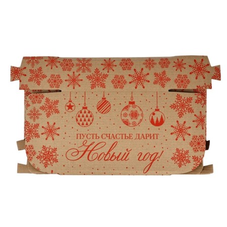New Year's folding box "New Year's balls", brown, 27 x 21 x 9 cm, New Year-6