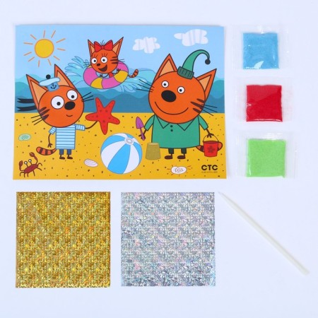 Set for children's creativity "Three cats" Application of sand and foil, 2 in 1, 17 × 23 cm-1