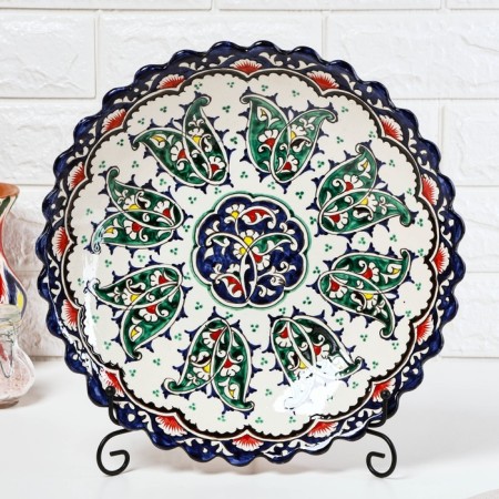 Largan Rishtan ceramics "Flowers", 32 cm, blue, deep-1