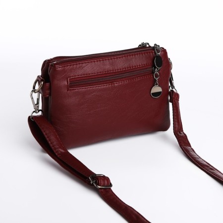 Cross-Bodi bag with zipper, burgundy color-1