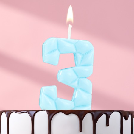 Candle for the cake "ice", number "3, blue