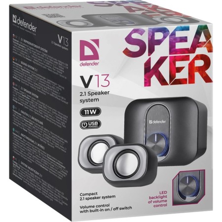 Computer speakers 2.1 Defender V13, 2x3W + 5W, USB, backlight, black-3