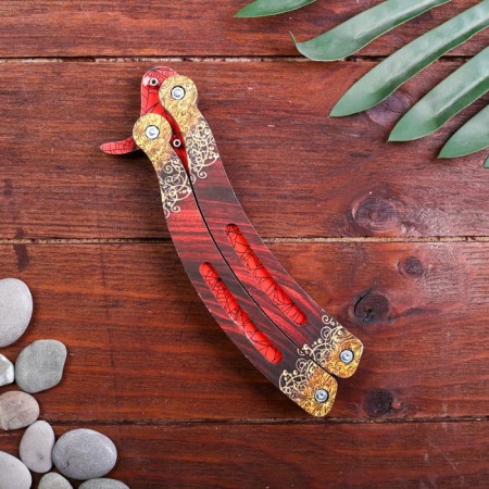 Wooden souvenir "Butterfly knife" red granite-3