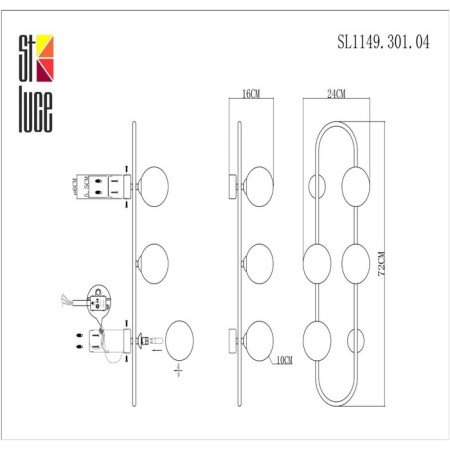 Sconces st. SL1149.301.04. Vera. 4x5 W, G9, 4000K, 24x72 cm, brass color-6