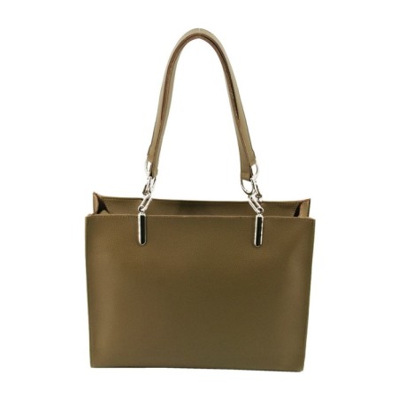 Bag women, genuine leather, green 33x10x30 cm-1