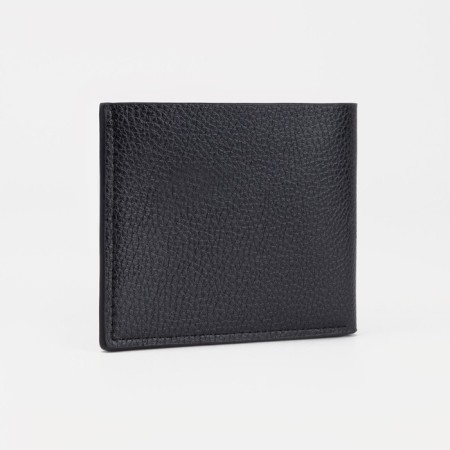 Male purse without fastener, department for bills, for maps, for coins, black color-1
