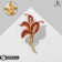 Brooch "Leaves", the color of the rainbow red in matte gold