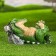 Garden figure "Crocodile at the stone" 16x29cm