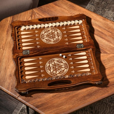Hand-handed chess-wagon-work "Universal", with a pen, 50x27 cm, an array of walnut, Armenia-2