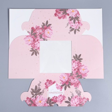Capley box, confectionery packaging with a window, 4 cells "Flowers", 16 x 16 x 10 cm-5