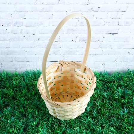 Wicker basket, bamboo, natural color, (cylinder), medium-3