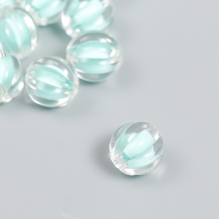 Plastic beads "Ball ribbed - inner color green" set 20 g 1.2x1.1 cm