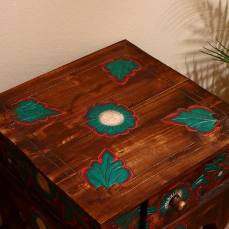 Holler "Hrani" 40x40x40 cm, with a drawer, a tree of Albezia, brown-4