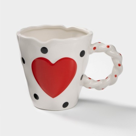 Ceramic "Heart" mug, 500 ml, white color