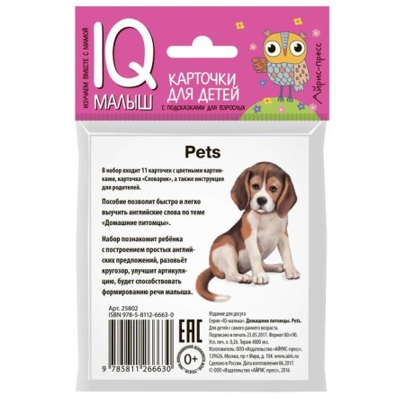 A set of cards for children "English pets"-1