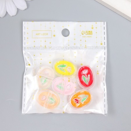 Busina Plastic "Summer breeze. Tulip in oval" Gloss Mix 2.2x1.5x0.8 cm-3