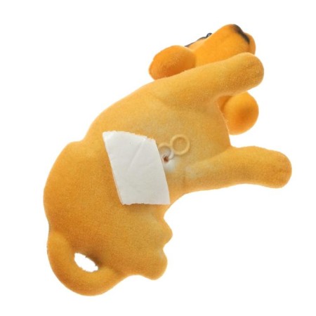 Dog on a car panel shocking his head, small, beige color-3