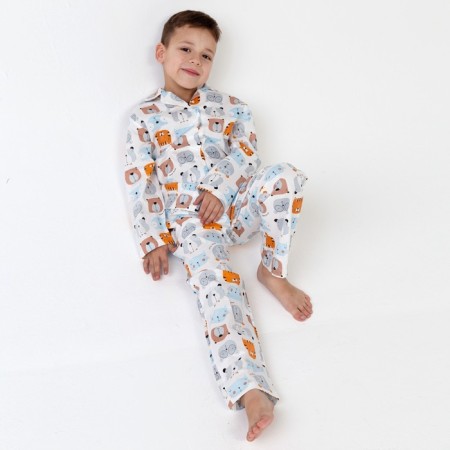 Pajama nursery (shirt, trousers) kaftan "animals" p. 122-128, white-9