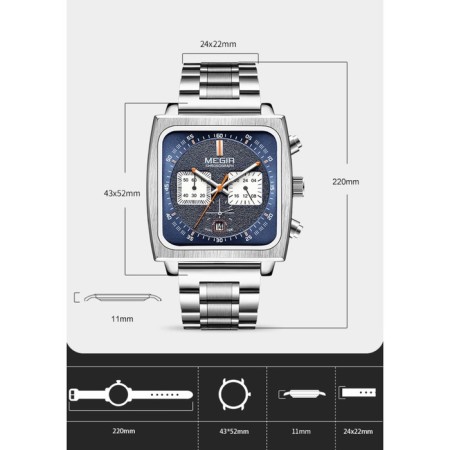 Men's wrist watches, D-4.35 cm, with a chronograph, 3 atm, luminous-1