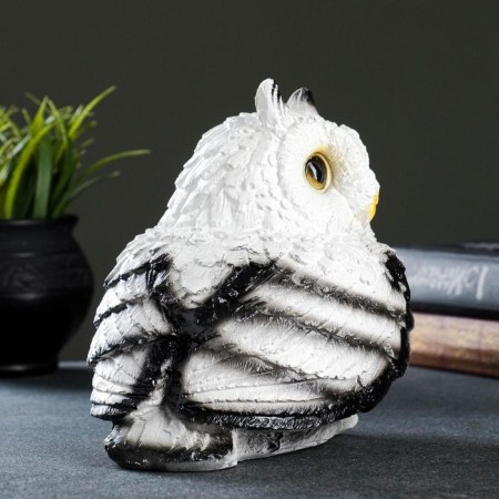 Piggy bank "Low owl" White, 16x18cm-3