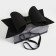 Gift box with a bow, handles and a transparent lid 35 x 21 x 15 cm black