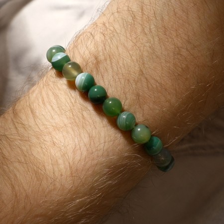 Bracelet ball No. 8 “Agate Green”, D = 6 cm-3