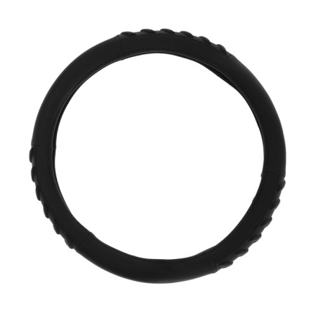 Braid on the steering wheel Nova Bright eco -leather, black, curly rubber inserts, m-2