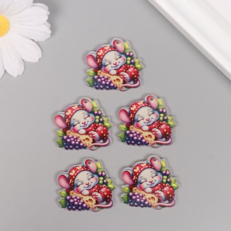 Acryl's decor for the work "Mouse in a pajamas sleeps sweetly on cheese" 3x3x0.2 cm-2