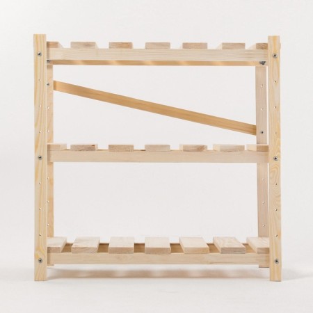 Wooden rack reinforced, 3 shelves, screw connection, adjustable shelves 60x60x30 cm-2