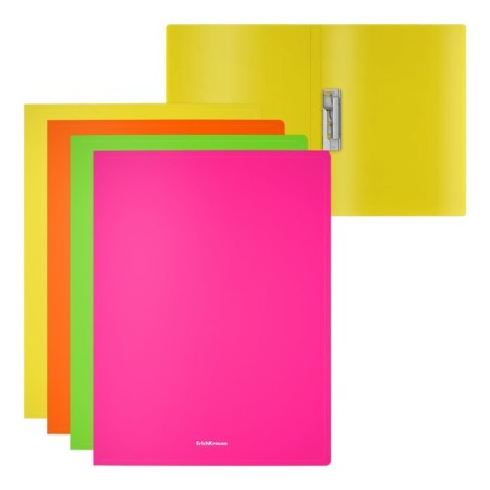 Folder with A4 clamp, 600 μm, spine 17 mm, Erichkrause Matt Neon, up to 160 sheets, mix
