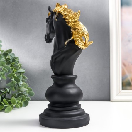 Souvenir Polystone "Chess Figure - Horse" Black with gold mix 27x11.4x14.2 cm-5