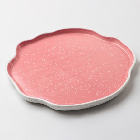 Ceramic dish for serving "pink", 27 cm, pink color-3