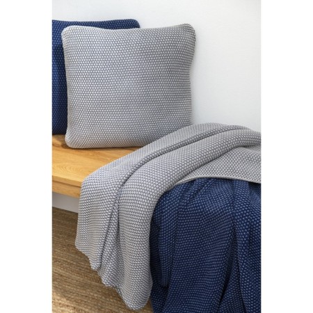 Blave made of washed cotton dark blue in color Essential, size 130x180 cm-1