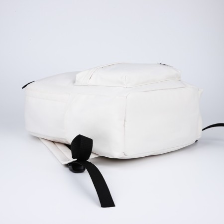 A backpack with a zipper, 4 outer pockets, white color-4
