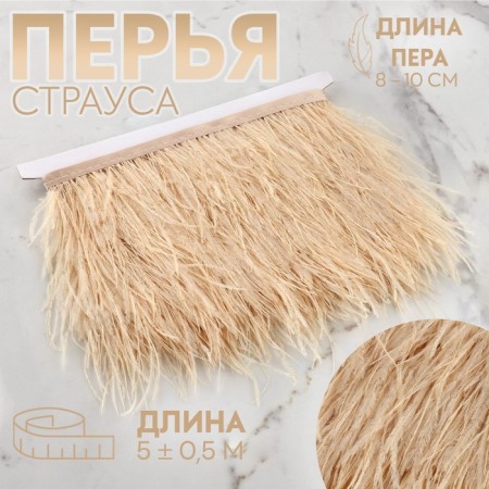 Braid with ostrich feathers, 8-10 cm, 5 ± 0.5 m, ivory color