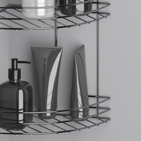 Bathroom shelf is an angular 3-tier, 19 × 19 × 41 cm, chromium color-6