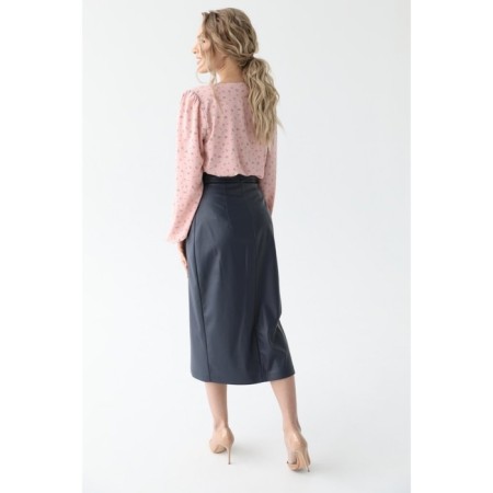 Artificial leather skirt with a belt, size 42-4
