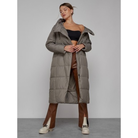 Coat insulated winter female, size 44, brown color-12