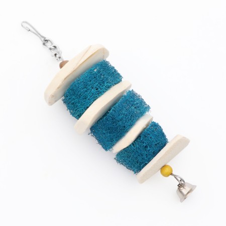 A toy with a karakatitsa carapace, lufu and bell, 25 x 5 cm, blue-4