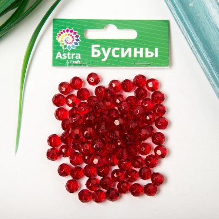 Acrylic beads "Round" 8 mm, 25 gr. Dark red