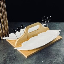 A set of dishes and skewers Lenardi Bamboo, on a stand, porcelain, bamboo, 33 cm, 2 pcs