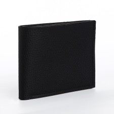 Male purse without fastening, department for maps, for bills, black color