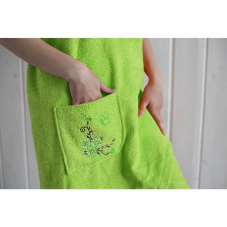 Women's set for the sauna (Pareo+Chalma) with embroidery, light green-2
