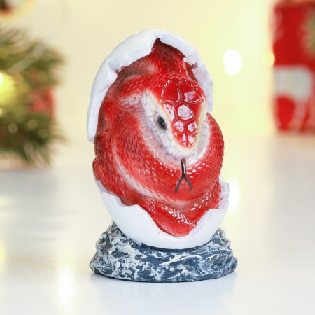 New Year. Symbol 2025. Figure "Snake in the egg" Red, 4x4x7cm