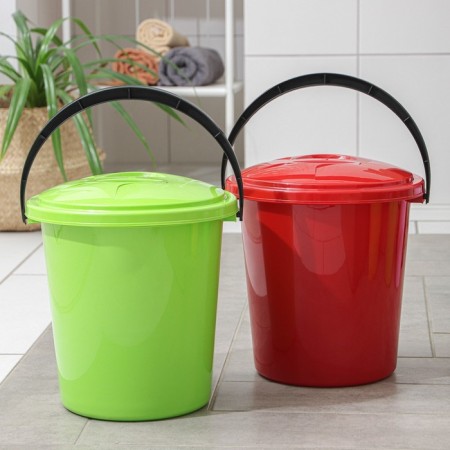 A bucket with a fixing lid and drain, 10 l, color mix-5