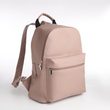 The backpack of the city Textura from eco -leather on lightning, external pocket, beige color
